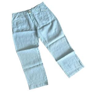 Claudio Milano Baby Blue Linen Crop Pants 32